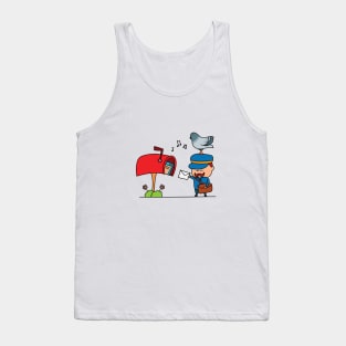 kids drawing cute mailman with pigeon Tank Top
